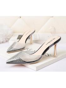 Outlet Sexy pointed toe high heels transparent rhinestone sandals 