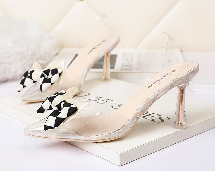 Outlet Pointed-toe transparent high-heeled shoes