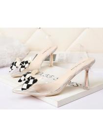 Outlet Korean fashion pointed toe transparent high-heeled shoes 