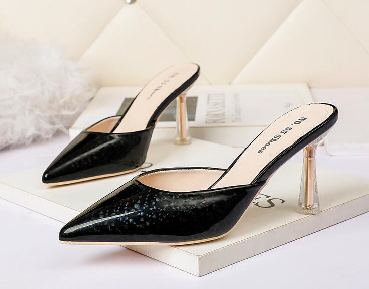 Outlet Korean fashion pointed toe shallow mouth high heels slipper