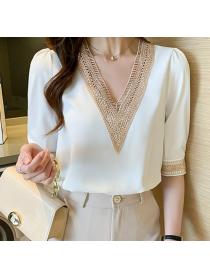  On Sale Hollow Out V  Collars Fashion Blouse 