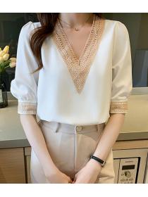  On Sale Hollow Out V  Collars Fashion Blouse 