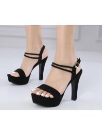 Outlet European fashion 12cm chunky high heel sandals