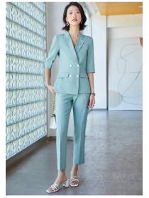 Outlet Slim fashion Cropped pants profession Blazer a set for women