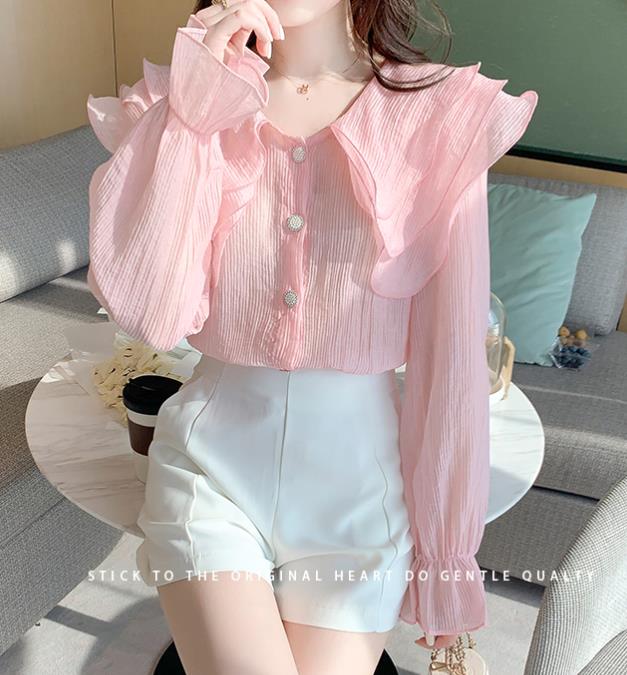 V   Collars Pure Color Doll Collars Blouse