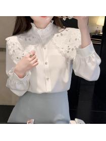 Doll Collar Fungus Side Long Sleeve Shirt