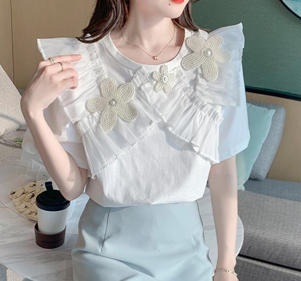 On Sale Ruffled Floral Short Sleeve  Fashion Blouse