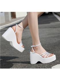 Outlet Wedge korean fashion  platform rhinestone open-toe sandals