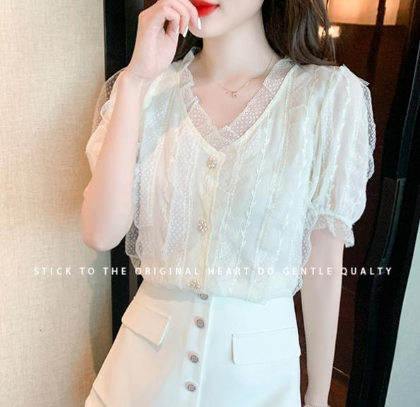 Korean Style Doll Collars Horn Sleeve Blouse