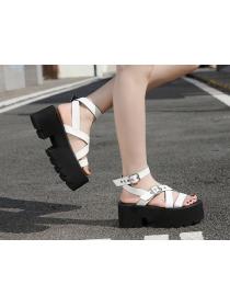Outlet Platform high-heeled low-top open-toe buckled sandals