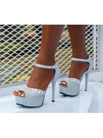 Outlet high-heel platform rhinestone fish mouth sandals