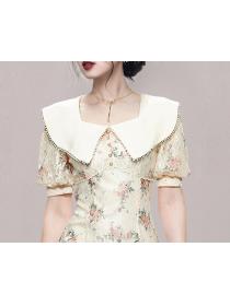 Fashion  style Floral print lady lace dress for women