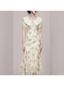 Fashion  style Floral print lady lace dress for women