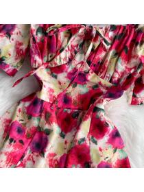 Outlet seaside fashion beach dress tie dye floral print dress