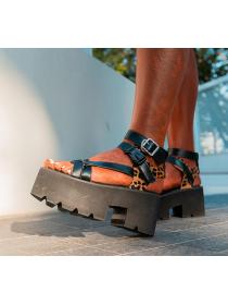 Outlet platform leopard print European fashion Roman style sandals