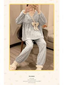 Fashion Spring cotton Soft long sleeve pajamas 2pcs set for women