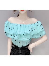 On Sale Doll Collars Flower Printing Blouse 