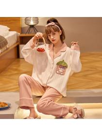 Korean fashion Cotton homewear spring pajamas 2pcs set for women