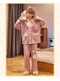 Outlet Soft Homewear spring and autumn pajamas 2pcs set for women