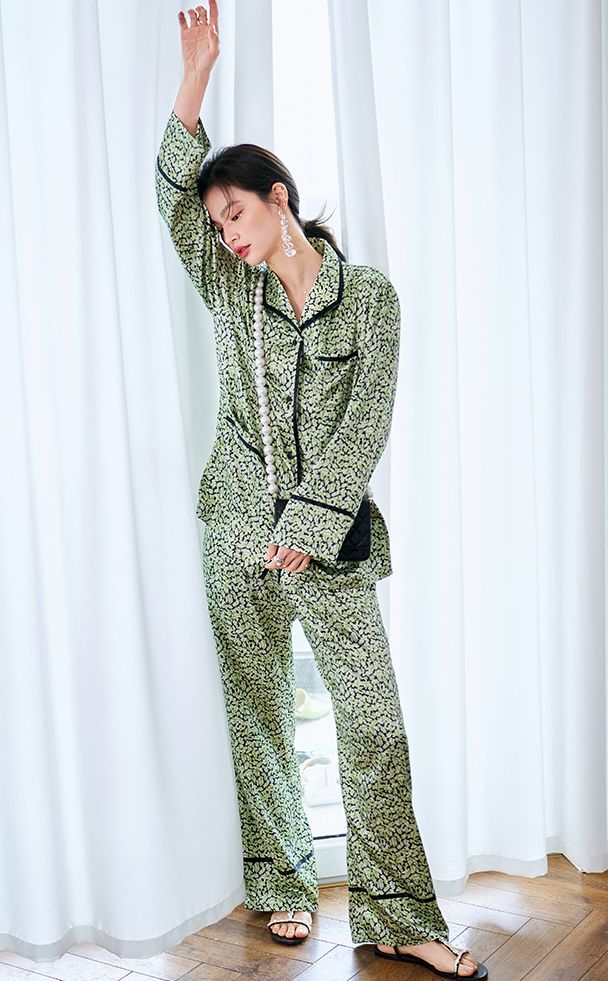 Fashion printed high-quality ice silk pajamas