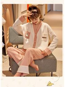Fashion Spring and autumn long sleeve Cute print pajamas 2pcs set for women