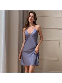 Outlet ice silk pajamas summer Satin strap dress for women