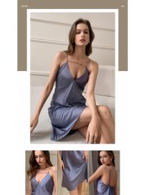 Outlet ice silk pajamas summer Satin strap dress for women