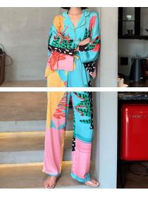 Personalized Colorful Plant Ice Silk Pajamas Set