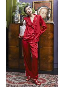 Vintage  Luxurious Double Breasted Loungewear Long Sleeve Pants Two Piece Set