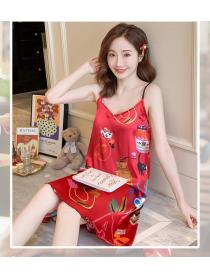 Outlet Ice silk night dress with chest pad pajamas for women