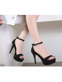 Outlet Women's 12CM  high heel platform Black Sandals