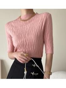 On Sale Pure Color Knitting Fashion Top 