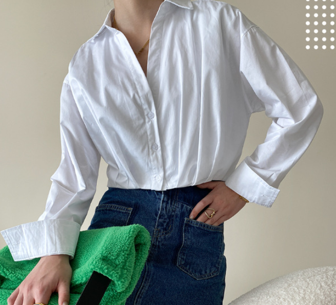 French loose long sleeve shirt women's design sense Top