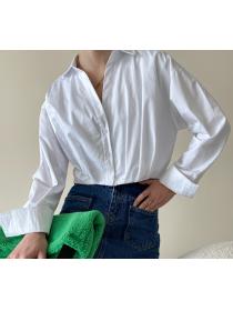 French loose long sleeve shirt women's design sense Top 