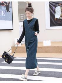 Outlet Korean style Fashion temperament dress denim strap dress