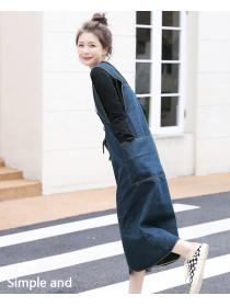 Outlet Korean style Fashion temperament dress denim strap dress