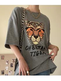 Korean Style Lovely Printing Loose T  Shirt 