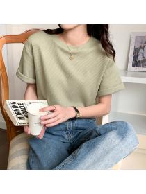 Outlet Korean style Matcha Green Short Sleeve T-Shirt