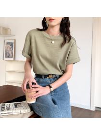 Outlet Korean style Matcha Green Short Sleeve T-Shirt