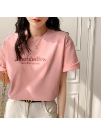 Outlet Summer new letter print loose fashion t-shirt bottoming shirt
