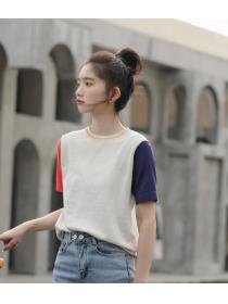 Korean Style Color Matching Knitting T  Shirt 