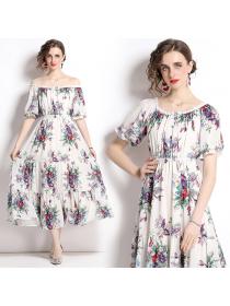 Hot sale summer chiffon slim printing dress for women