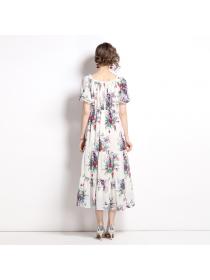 Hot sale summer chiffon slim printing dress for women
