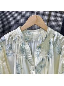 Printed silk French  loose waist design Fashion Maxi Dress