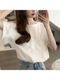 Korean fashion slim short sleeve Chiffon shirt