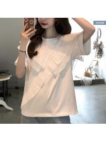 Korean fashion slim short sleeve Chiffon shirt
