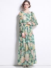 Retro floral Fashion Show Waist  niche dress