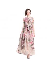 Holiday style full skirt Chiffon printed full  Dress