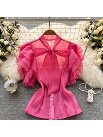 Vintage style chiffon shirt Korean fashion tops for women