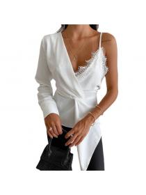Outlet sexy Sling top single-sleeved white shirt